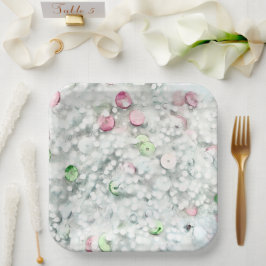 Glitter Slime Paper Plates White Pappteller