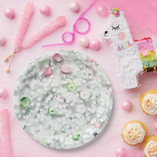 Glitter Slime Party Plate White Pappteller (Party)