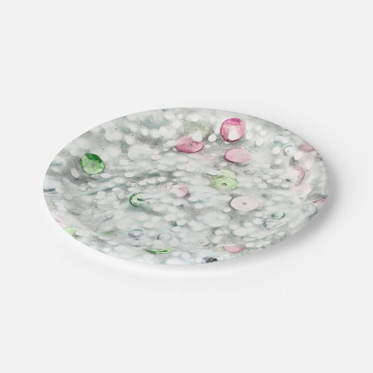 Glitter Slime Party Plates White Pappteller (Schrägansicht)