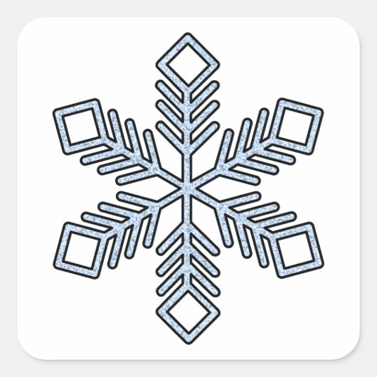 Glitter Snowflake - Baby Blue Branches Quadratischer Aufkleber (Vorderseite)