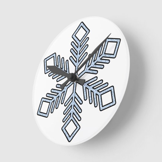 Glitter Snowflake - Baby Blue Branches Runde Wanduhr (Winkel)