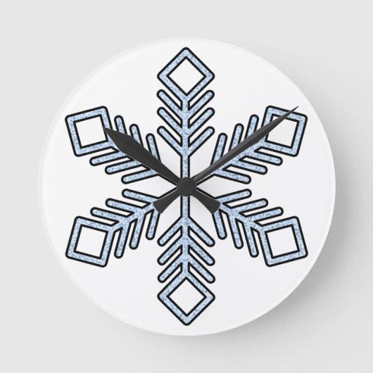 Glitter Snowflake - Baby Blue Branches Runde Wanduhr (Vorderseite)
