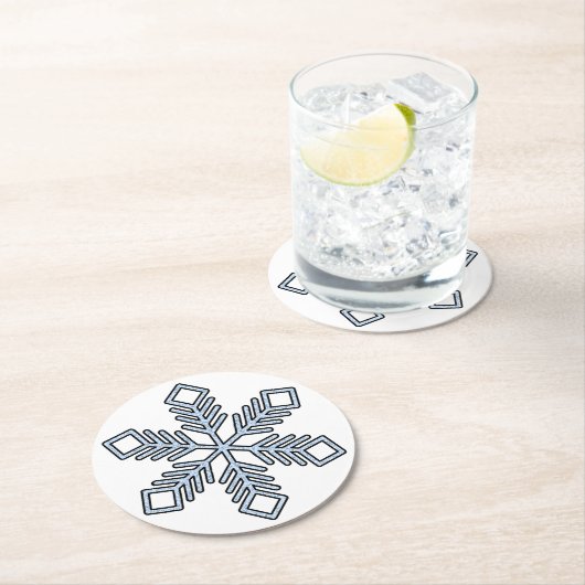 Glitter Snowflake - Baby Blue Branches Runder Pappuntersetzer (Vor Ort)