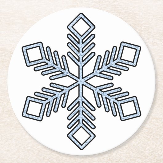 Glitter Snowflake - Baby Blue Branches Runder Pappuntersetzer (Vorderseite)