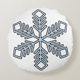 Glitter Snowflake - Baby Blue Branches Rundes Kissen