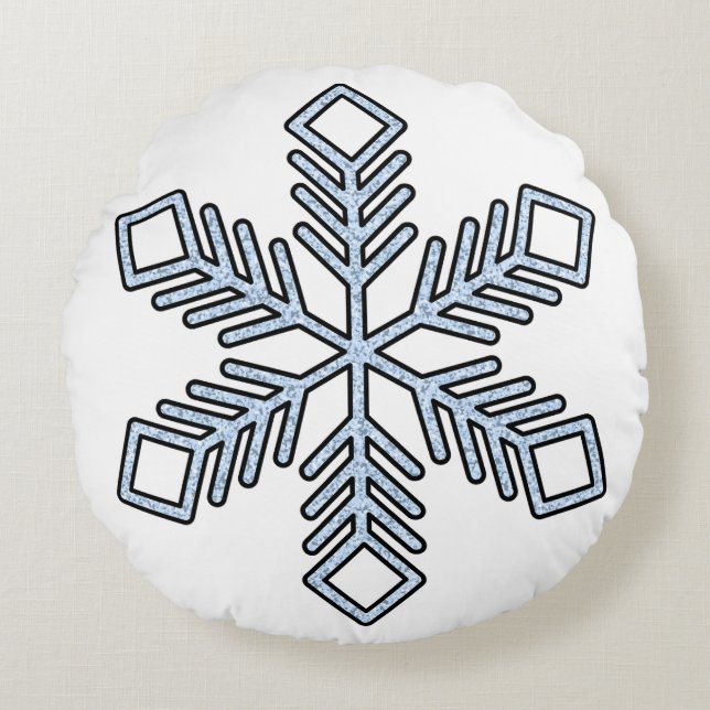 Glitter Snowflake - Baby Blue Branches Rundes Kissen (Vorderseite)