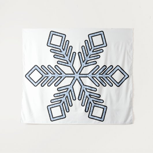 Glitter Snowflake - Baby Blue Branches Wandteppich (Vorderseite (Horizontal))