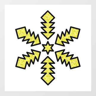 Glitter Snowflake - Yellow Star Fensteraufkleber