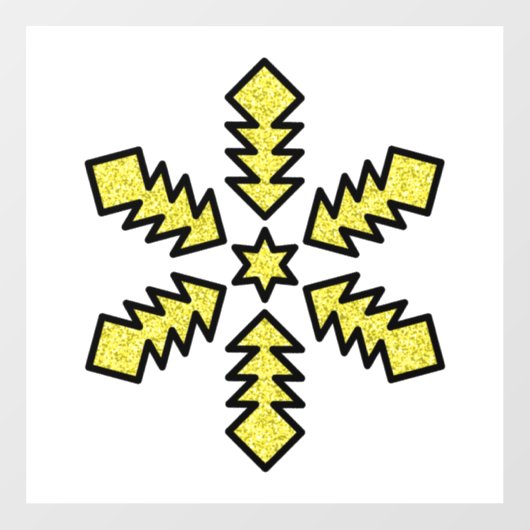 Glitter Snowflake - Yellow Star Fensteraufkleber (Blatt)