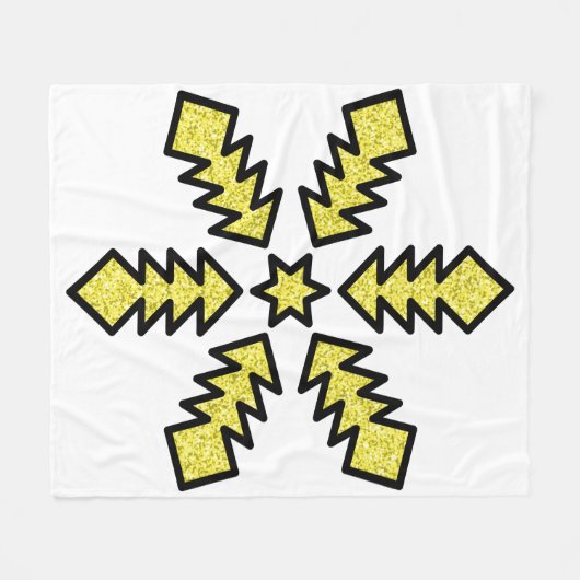 Glitter Snowflake - Yellow Star Fleecedecke (Vorderseite (Horizontal))