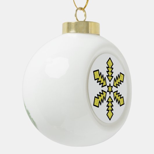 Glitter Snowflake - Yellow Star Keramik Kugel-Ornament (Links)