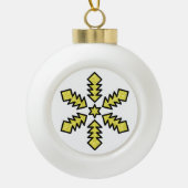 Glitter Snowflake - Yellow Star Keramik Kugel-Ornament (Vorderseite)