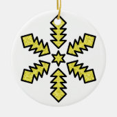 Glitter Snowflake - Yellow Star Keramik Ornament (Vorne)