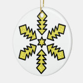 Glitter Snowflake - Yellow Star Keramik Ornament (Links)