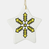 Glitter Snowflake - Yellow Star Keramik Ornament (Rechts)
