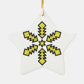 Glitter Snowflake - Yellow Star Keramik Ornament (Hinten)