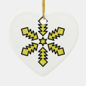 Glitter Snowflake - Yellow Star Keramik Ornament (Vorne)