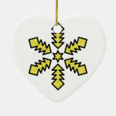 Glitter Snowflake - Yellow Star Keramik Ornament (Hinten)