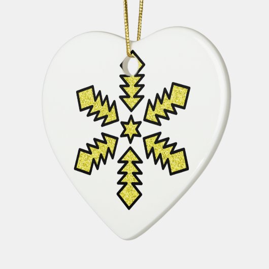 Glitter Snowflake - Yellow Star Keramik Ornament (Links)