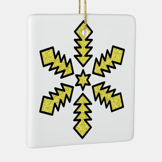 Glitter Snowflake - Yellow Star Keramikornament (Rechts)