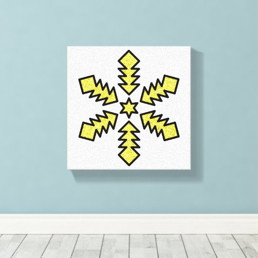 Glitter Snowflake - Yellow Star Leinwanddruck (Insitu (Holzboden))