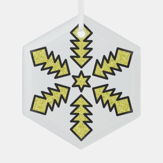 Glitter Snowflake - Yellow Star Ornament Aus Glas (Vorderseite)