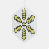 Glitter Snowflake - Yellow Star Ornament Aus Glas (Vorderseite Links)