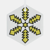 Glitter Snowflake - Yellow Star Ornament Aus Glas (Rückseite)