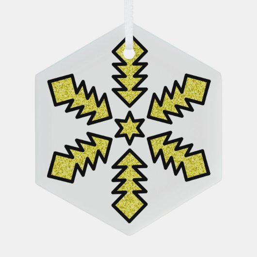 Glitter Snowflake - Yellow Star Ornament Aus Glas (Rückseite)