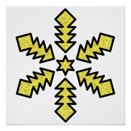 Glitter Snowflake - Yellow Star Poster
