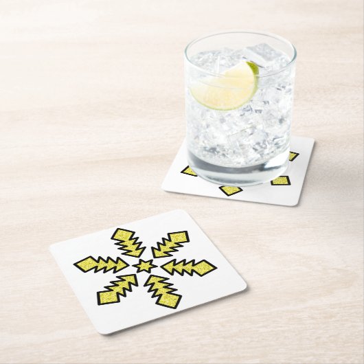 Glitter Snowflake - Yellow Star Rechteckiger Pappuntersetzer (Vor Ort)