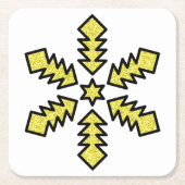 Glitter Snowflake - Yellow Star Rechteckiger Pappuntersetzer (Vorderseite)