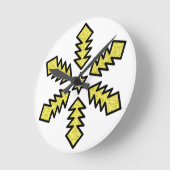 Glitter Snowflake - Yellow Star Runde Wanduhr (Winkel)