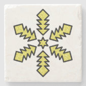 Glitter Snowflake - Yellow Star Steinuntersetzer (Vorderseite)