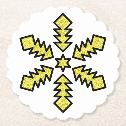 Glitter Snowflake - Yellow Star Untersetzer (Vorderseite)