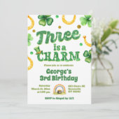 Glitter St Patrick 3rd Birthday Einladung (Stehend Vorderseite)