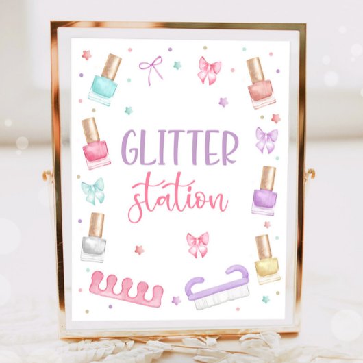 Glitter Station Mani-Pedi Party Manicure Pedicure Poster