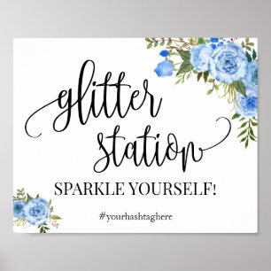 Glitter Station Schild blau boho chic Brautparty