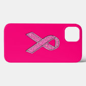 Glitter Style Pink Ribbon Awareness Design Case-Mate iPhone Hülle (Rückseite (Horizontal))