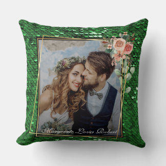 Glitter Stylist Mode Sequins Grün Türkis Aquatisch Kissen