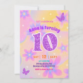 Glitter Tie Dye Mädchen 10. Geburtstag Einladung (Vorderseite)