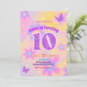 Glitter Tie Dye Mädchen 10. Geburtstag Einladung (Stehend Vorderseite)