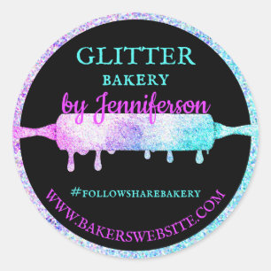 Glitter-Tropf-Nudelholz Kreis Geschenk Bäckerei Runder Aufkleber