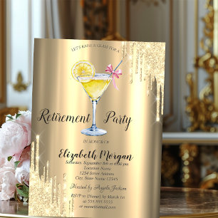 Glitter-Tropfen,Cocktail,Gold-Ruhestand Einladung