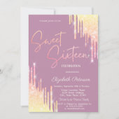 Glitter-Tropfen Hellblau Sweet 16 Einladung (Vorderseite)