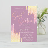 Glitter-Tropfen Hellblau Sweet 16 Einladung (Stehend Vorderseite)