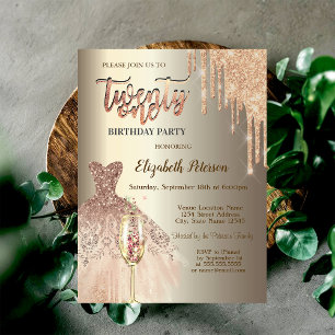 Glitter-Tropfen, Kleid Wein Glas Champagner  21.  Einladung