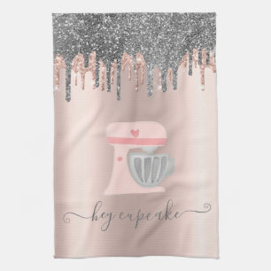 Glitter-Tropfen-Mixer-Herz Roségold Geschirrtuch