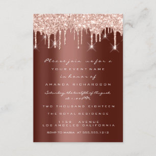 Glitter-Tropfen Rose Braun Hochzeit Sweet 16th Einladung