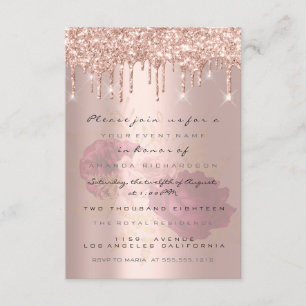 Glitter Tropfen Rosen Gold  Braut Sweet 16. Marsal Einladung